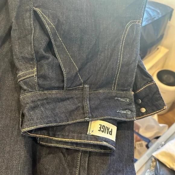 PAIGE Women's Harper High Rise Wide Leg Jeans - Blue - Picture 3 of 4